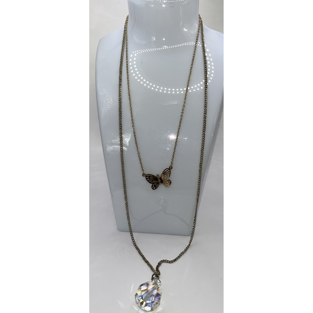 Y2K Necklace Bundle Butterfly Dimensional Crystal Chandelier Faceted Mcbling Fun